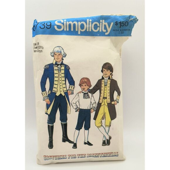 Simplicity 6739 Teen Boys Historical Costume Sewing Pattern Size 16 Chest 33 1/2 - Picture 1 of 5